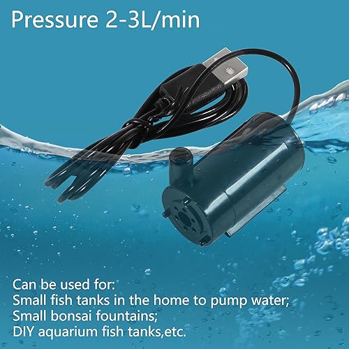 Miniatura 5 de 4pcs Micro Bomba sumergible DC 3-5V USB Mini bomba de agua para acuarios, pecera, estanque, fuente hidropónica jardín (negro)