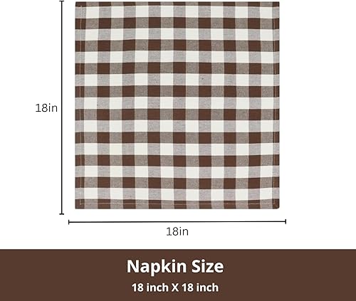 Miniatura 9 de PurpleEssences Servilletas de tela a cuadros de búfalo  Esquinas en inglete  Juego de 12  100% algodón  Reutilizables y lavables  Beige y Blanco