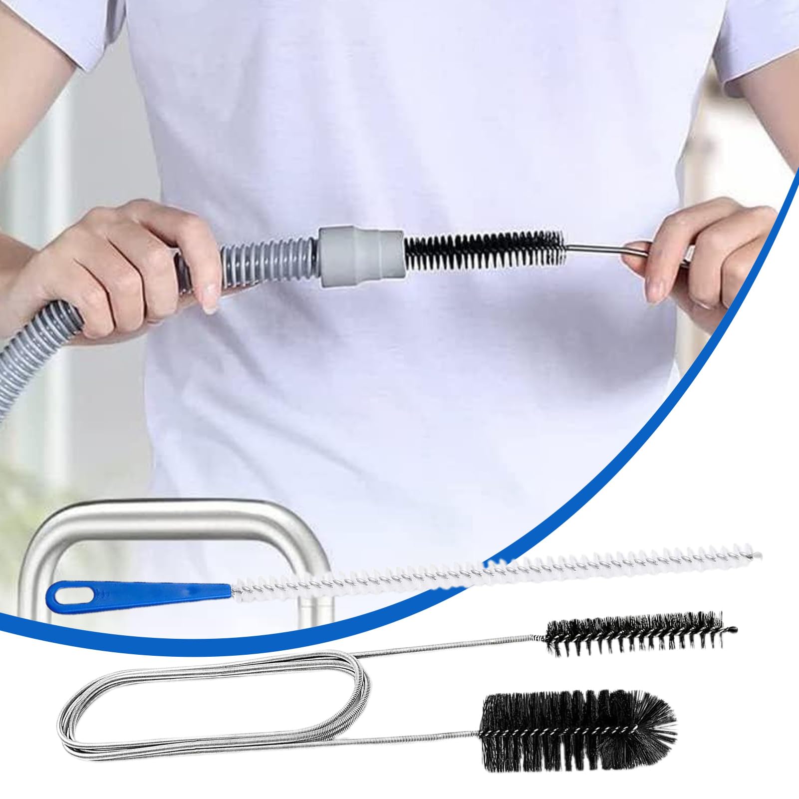 Cepillos de desagüe flexibles, juego de 2, herramienta para eliminar obstrucciones, tuberías, cabello, grasa, aceite, cuidado de conductos HVAC