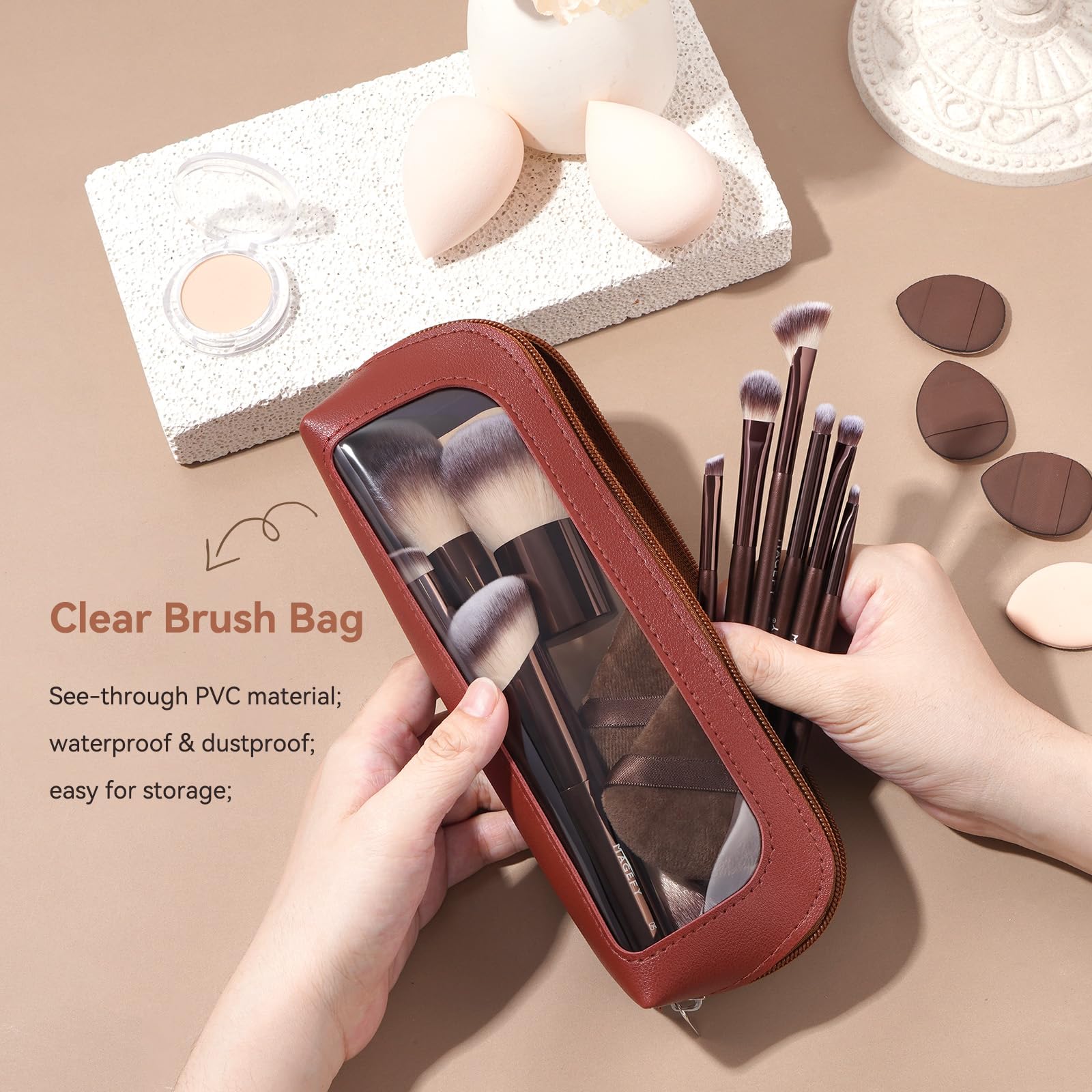 Pennelli da trucco MAGEFY Set di pennelli da trucco professionali per cipria, correttori, ombretti, sopracciglia, conteggio sopracciglia, fard
