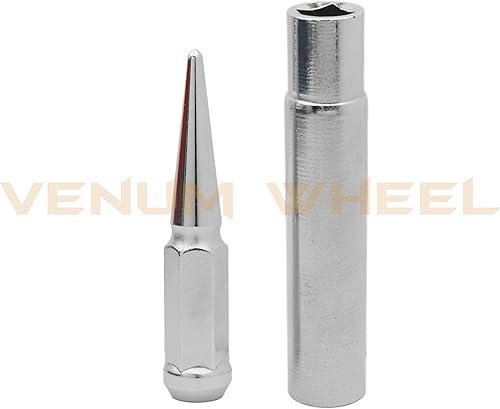 Miniatura 6 de Venum wheel accessories 20 tuercas cromadas | Rosca de 1/2 a 20 | 4.5 pulgadas de alto + enchufe de llave | Funciona con Chevrolet GMC C10 K10 1/2
