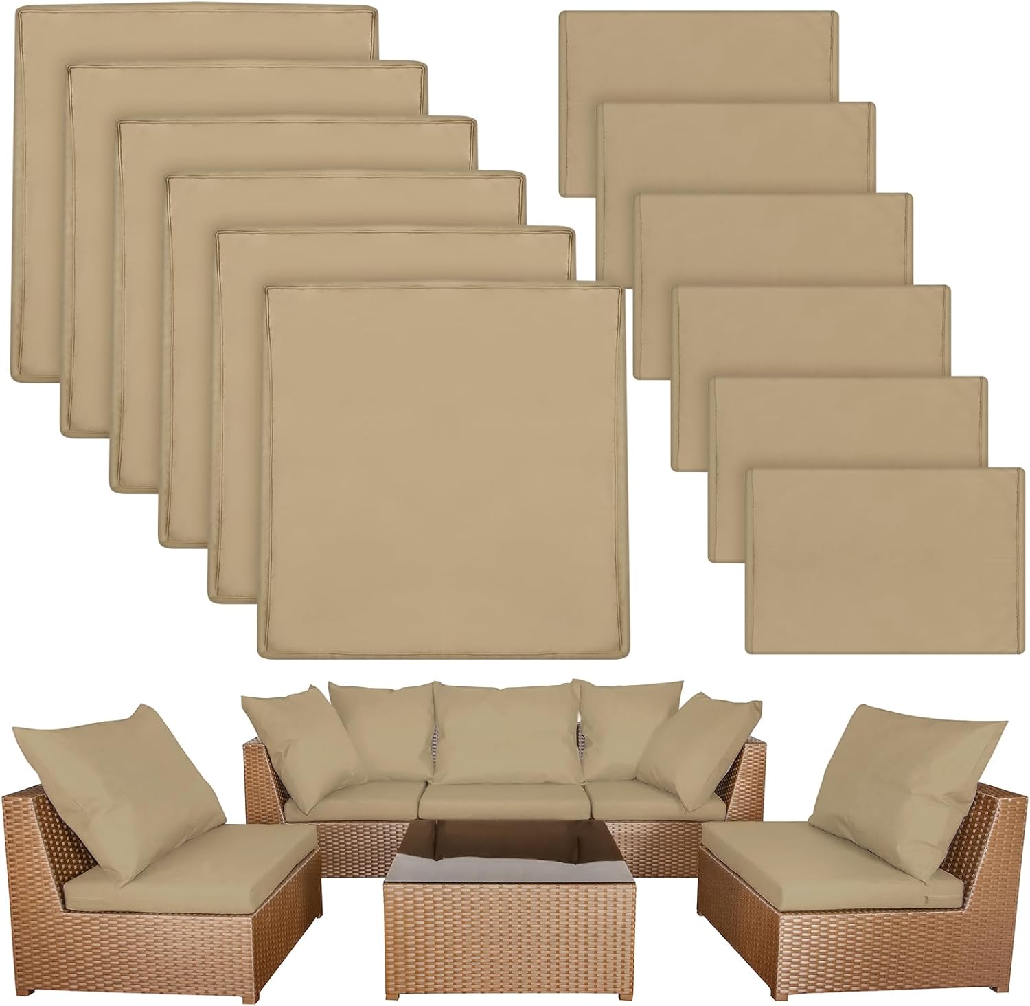 15 Pack Outdoor Cushion Covers Set, Replacement Patio