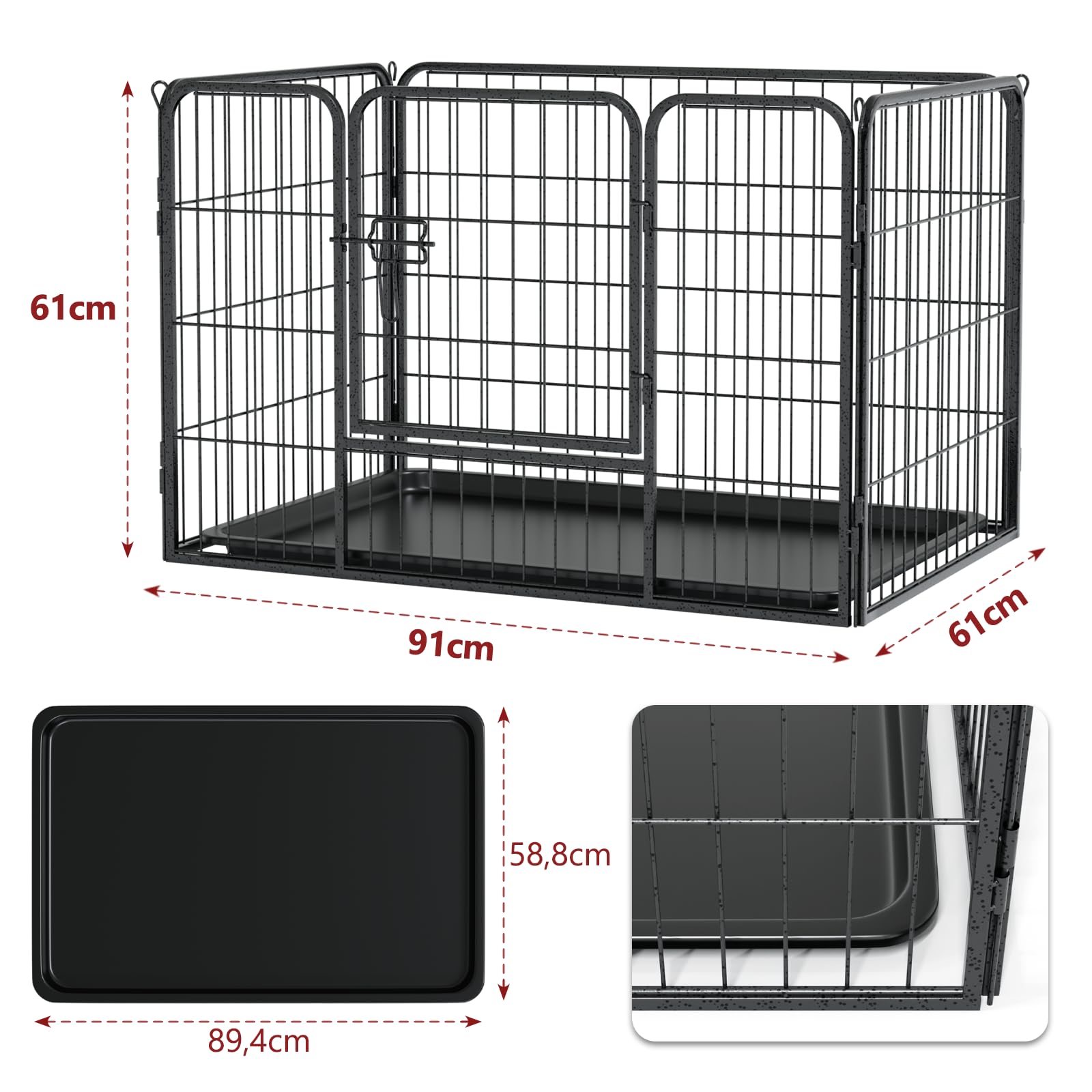 QRDA Vallas de Juegos para Perros con Puertas Plegables - Metálicas, Corren Libremente, Cuadrículas, 4 Juegos - para Animales