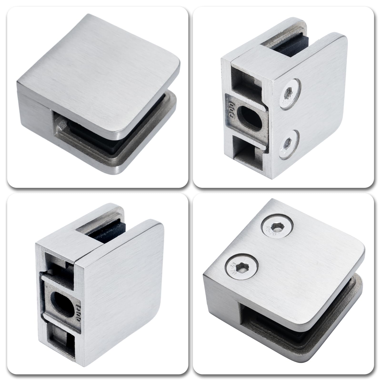 RYPRY Flachboden Glasklemmen 6-10mm - Edelstahl 304 Ohne Bohren | Für Geländer & Glaswände