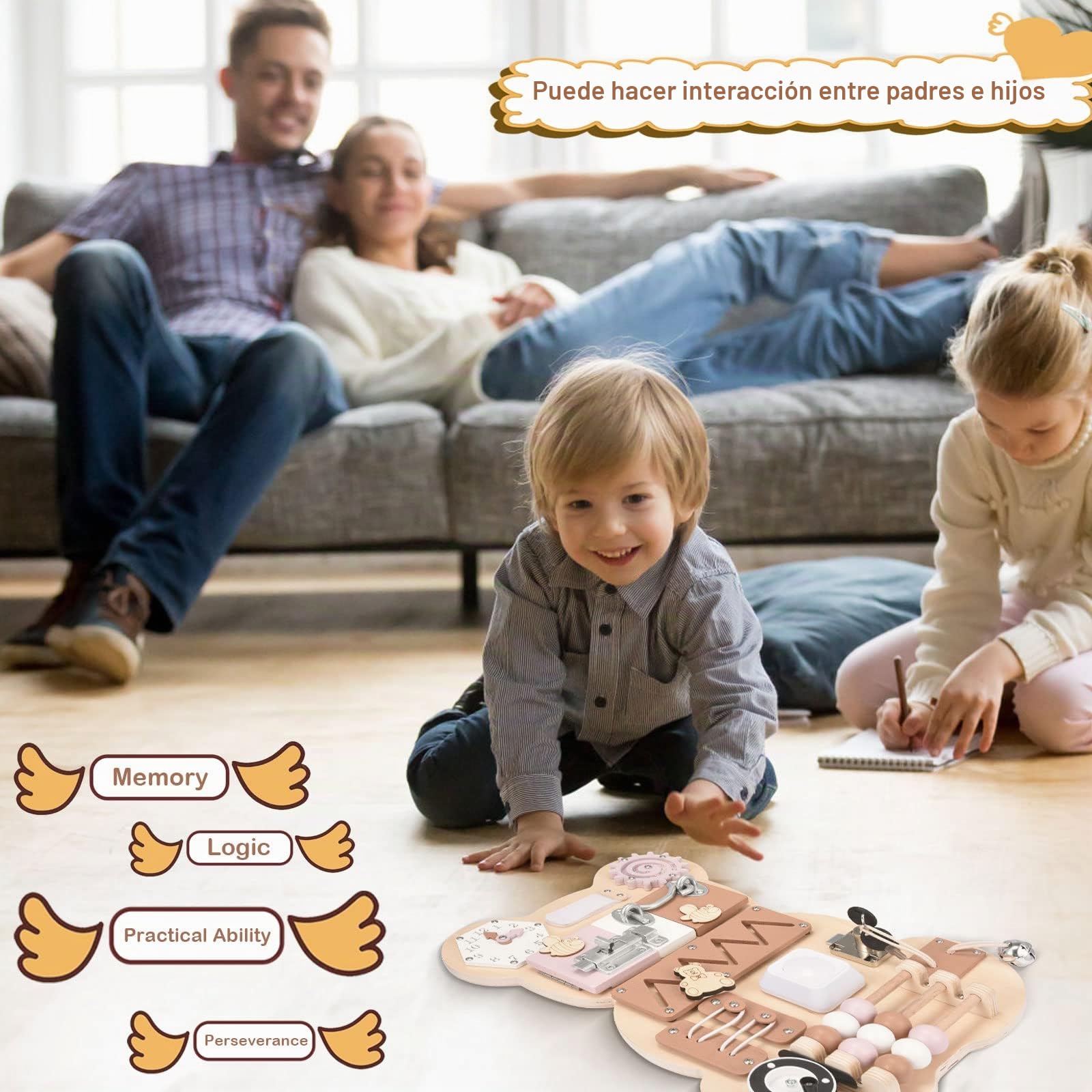 Busy Board Tablero Ocupado Montessori Tablero de Actividades sensoriales Juguetes de Madera para niños pequeños
