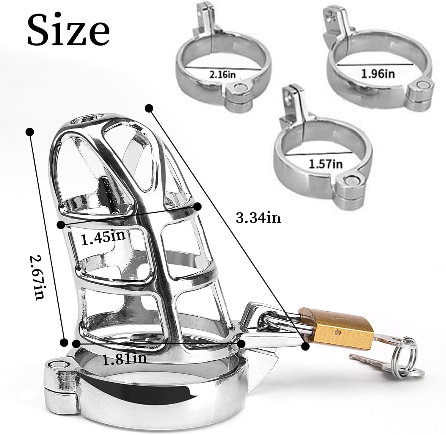 Male Cage Chastity Device Chastity Lock Beginner Cage with Sunglasses to Prevent Erection Bondage Steel Stainless for Men (Color : Silver, Size : 45mm)