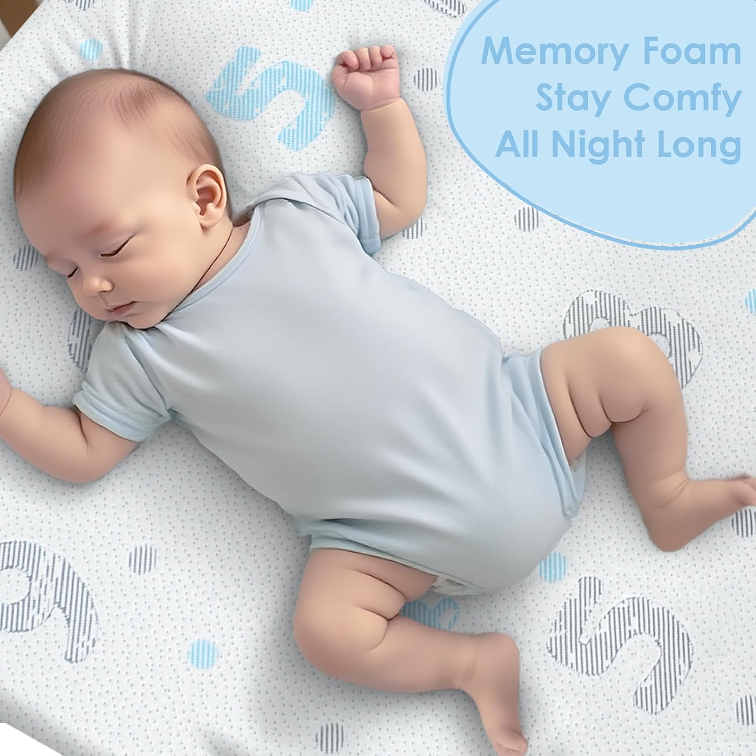 Pack and Play Mattress Pad - 38"x26" Dual-Sided Memory Foam Pack N Play Mattresses - Foldable Portable Travel Baby Crib Mattress with Breathable Removable Cover