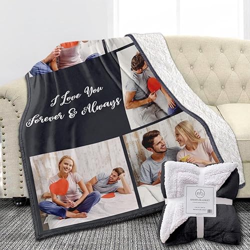 Miniatura 12 de Manta de Forro Polar Sherpa con Foto Personalizada - Suave, Cálida, Mullida - Regalos Personalizados para Parejas, Novio, Novia - Manta con Imagen 1