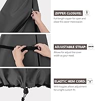 Vista 4 de ULTCOVER Cubierta de Sombrilla de Patio 600D Impermeable para Exteriores - Se Adapta a Sombrillas de Mercado de 7-10 Pies, Negro