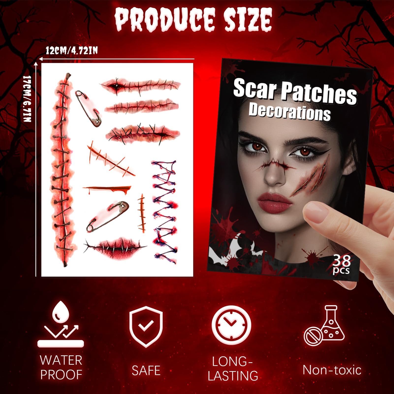 Leesgel Halloween Tattoos, Fake Blood, Cuts, Scars and Wounds Makeup Accessories - Image 2