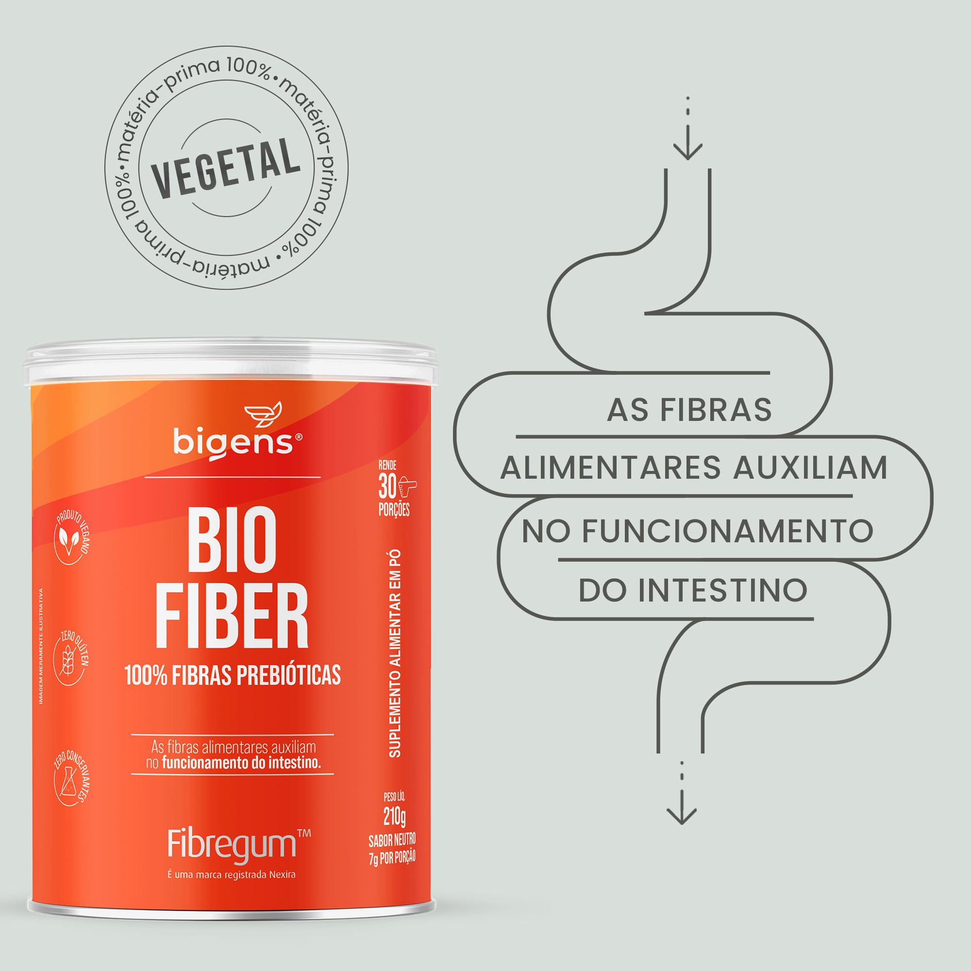 Bigens Bio Fiber, 100% Fibras Prebióticas, Neutro, 210g | Amazon