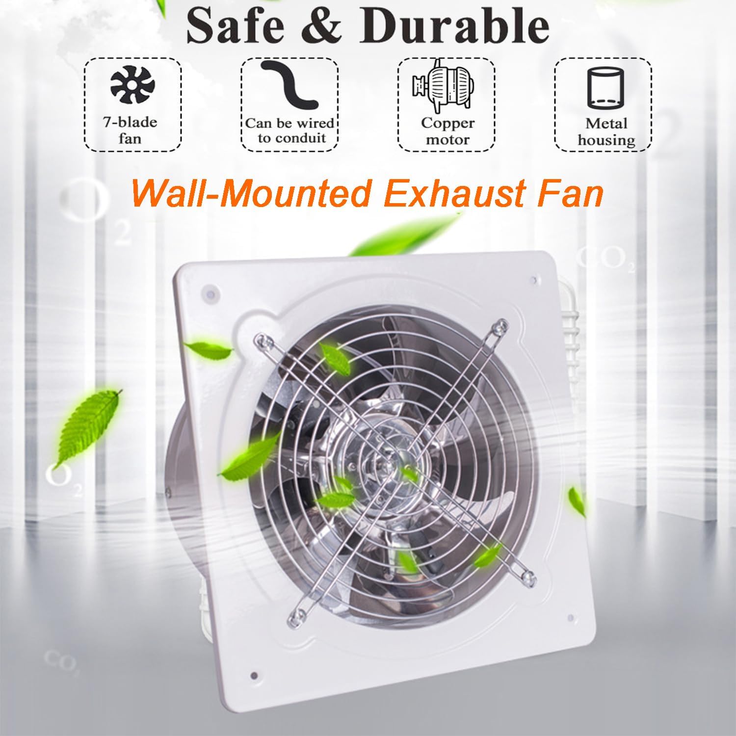6'' Wall Mounted Exhaust Fan, 460CFM Metal Iron Ventilation Extractor, Silence Anti-backflow Check Valve Window and Wall Mount Vent Fans for Ceiling Kitchen Bathroom Attic Grow Tent Garage
