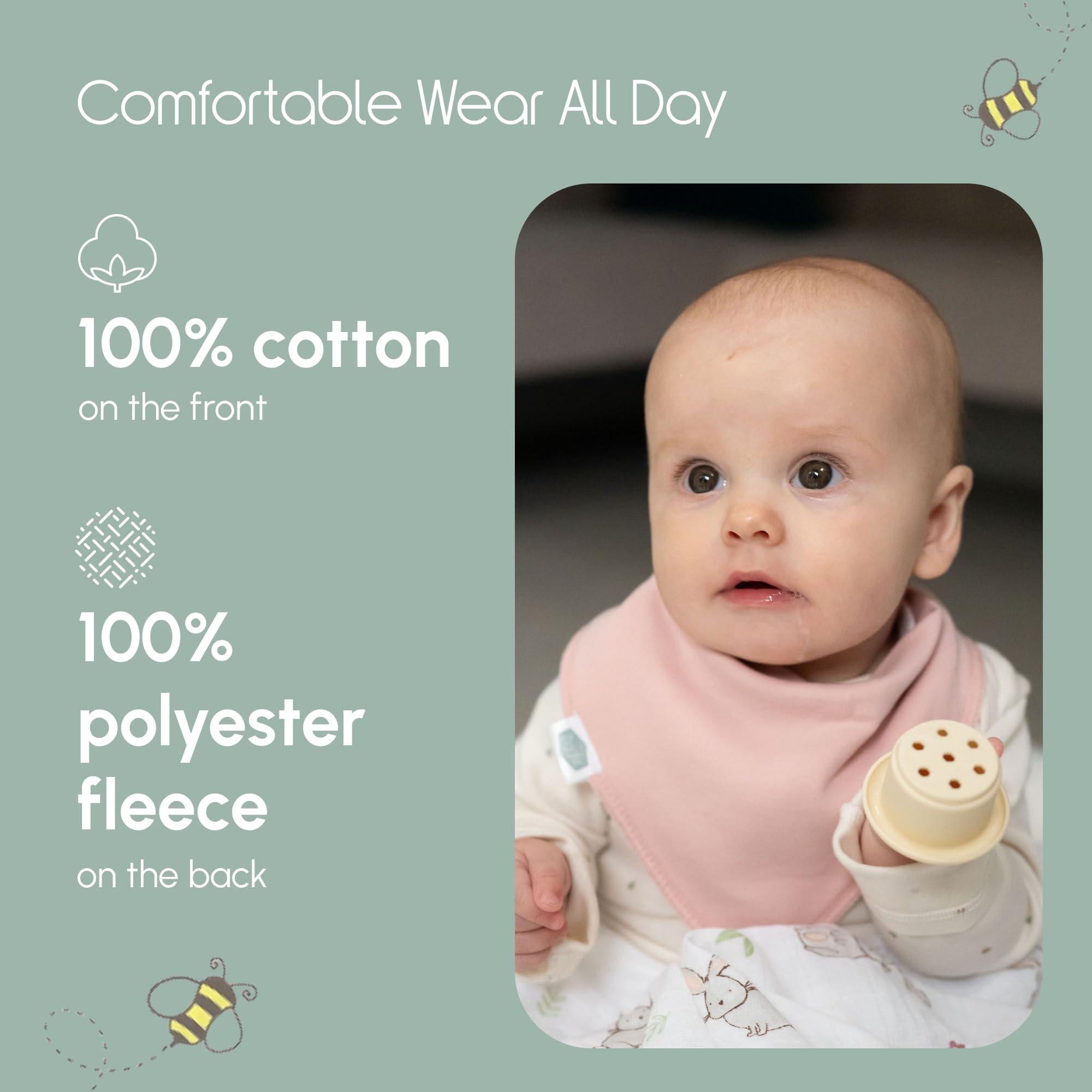 Bandana Dribble Bibs - Cotton Front Baby Bibs Newborn to 24 Months - Newborn Baby Gifts - Bibs For Comfortable Kids — view 117
