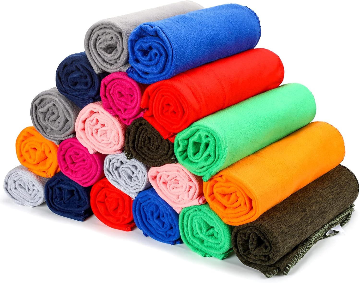 10 Pack Fleece Throw Blanket 50 x 60 Inch Travel Blanket, Solid Colors