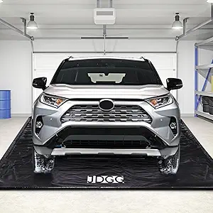 Waterproof Garage Floor Mat for Under Car, 7'9"x18' Heavy Duty Containment Mat with Free Floor Squeegee, Protects Garage Floor from Water, Mud and Oil