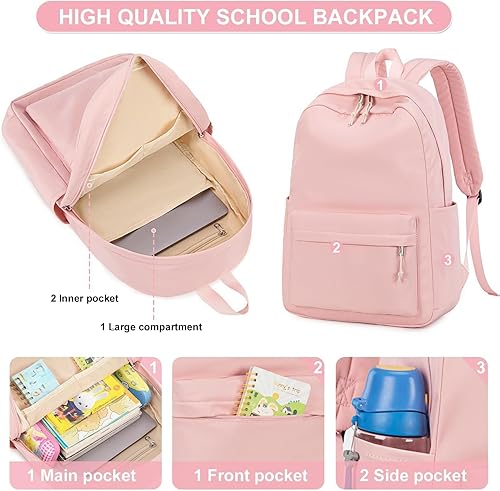 Miniatura 7 de LOIDOU Mochila para adolescentes y niñas de secundaria, primaria y primaria, mochila de 17 pulgadas para niños, mochila para computadora portátil