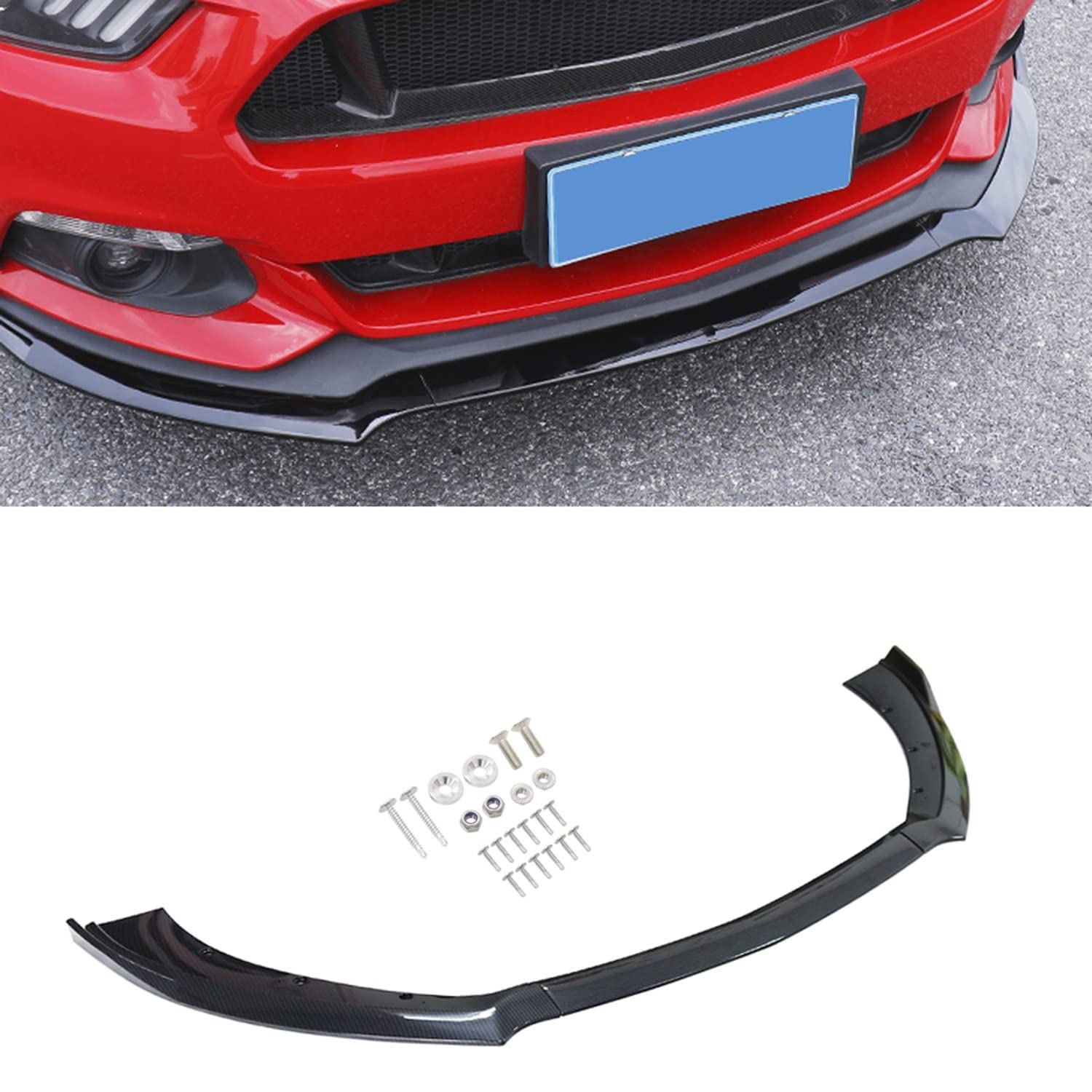 Samochód 3 Sztuki Przedni Zderzak Canard Lip Splitter Ciała Łopaty Spojler Zderzaka Zamiennik Dla Forda Dla Mustang 2015-2019(Gloss Black)