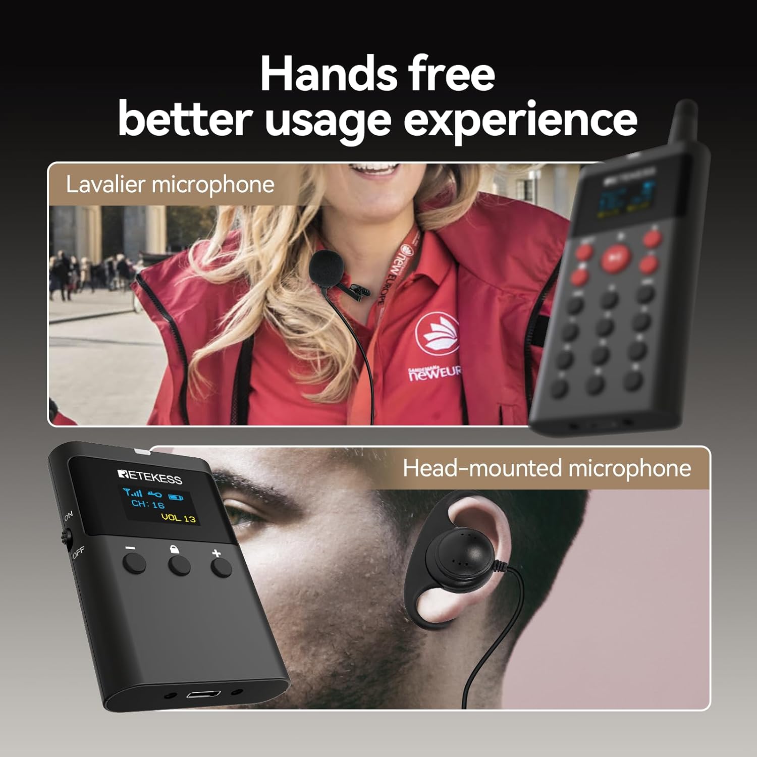 Retekess TT127 Tour Guide System Headsets, Automated Tour Guide Audio System, 200m, Clear Sound Quality, Dual Explanation System for Tourism Activities (1 Receiver)