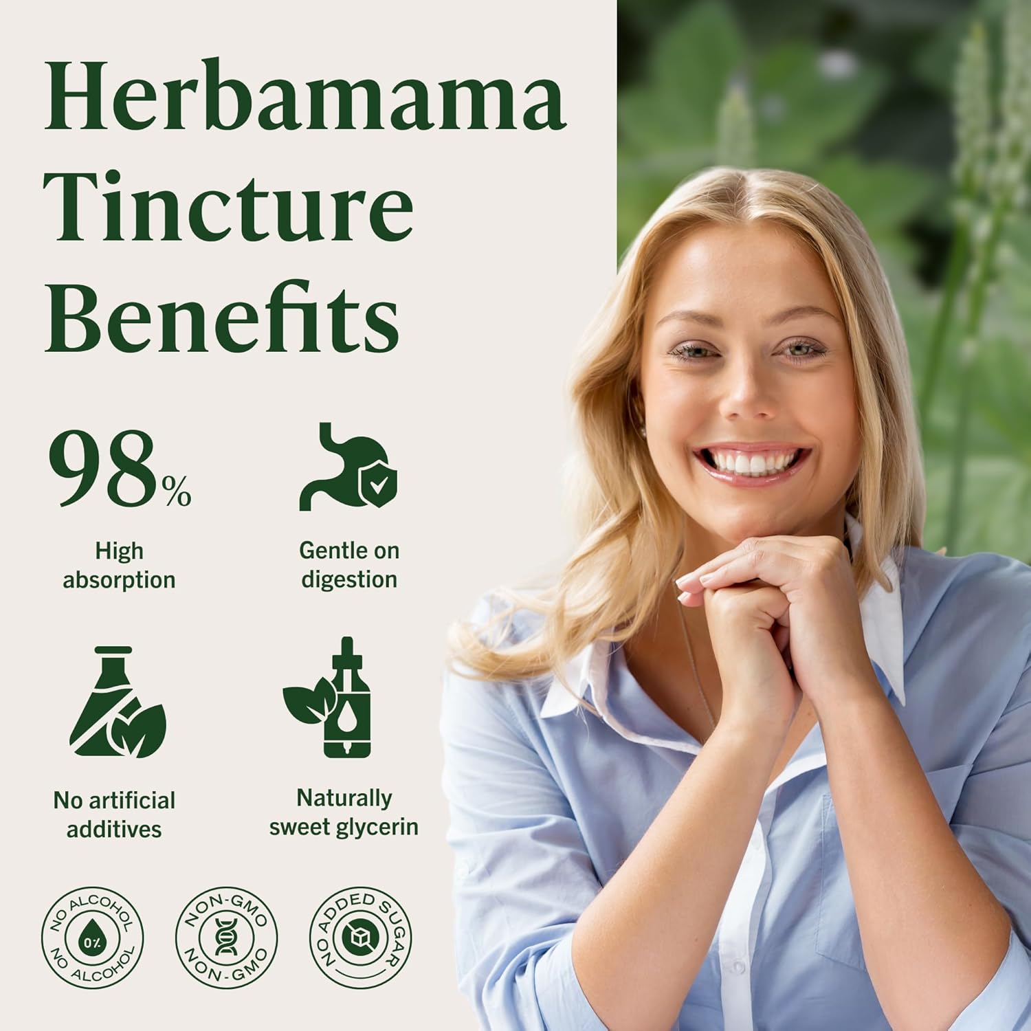 HERBAMAMA Black Cohosh Tincture - Vegan Women's Support with Black Cohosh Root Extract Drops - Non-GMO, Alcohol & Sugar-Free Liquid Herbal Supplement, 84-Day Supply - Image 5