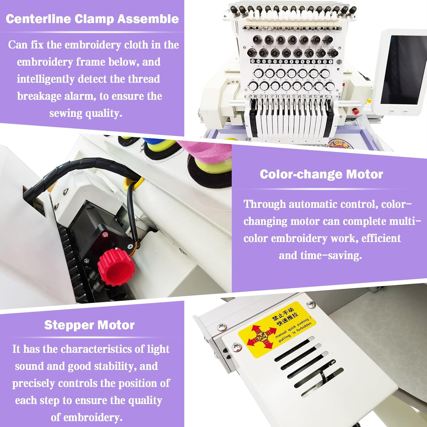 TECHTONGDA 15 Needle Single Head Automatic Embroidery Machine Large 15.7" x 23.6"Embroidery 10" LCD Touch Screen Suitable for Flat Embroidery, Ready to Wear Embroidery, Hat Embroidery