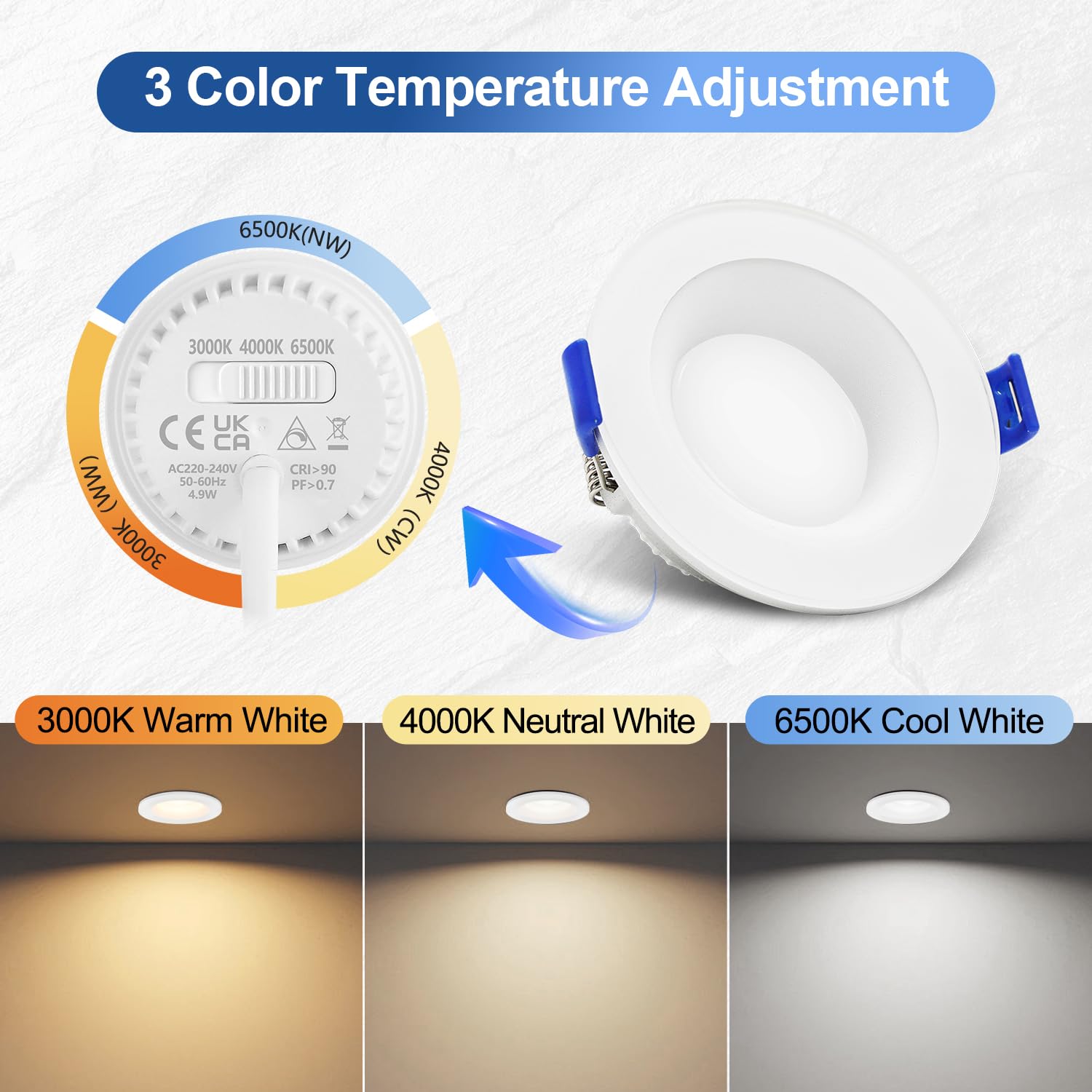 Lot 6 Spots LED Encastrables Extra Plats IP65 5W Dimmables - Salle De Bain