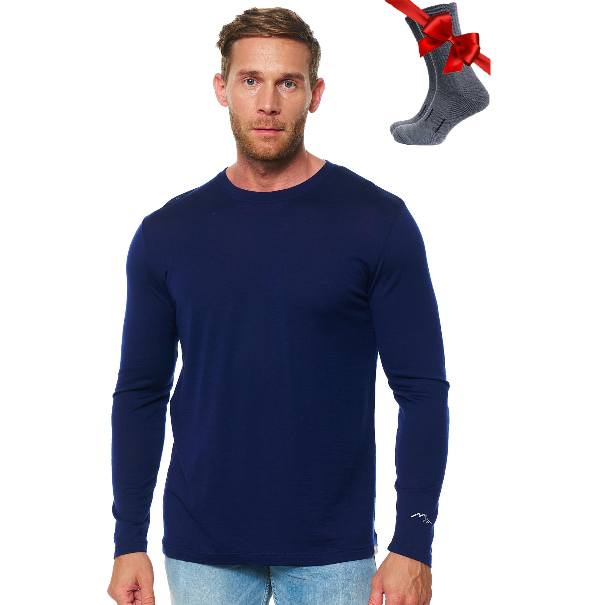 Merino.tech Merino Wool Base Layer - Mens 100% Merino Wool Long Sleeve Thermal Shirts Heavyweight, Midweight, Lite with Socks — view 9