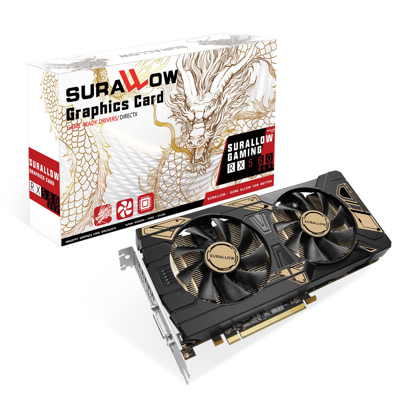 SURALLOW RX 580 8GB Graphics Card, 2048SP,GDDR5,256 Bit Graphics Card for Gaming PC,PCIE 3.0,Twin Fans Computer Video Card with 3XDP,HDMI Ports-image-33