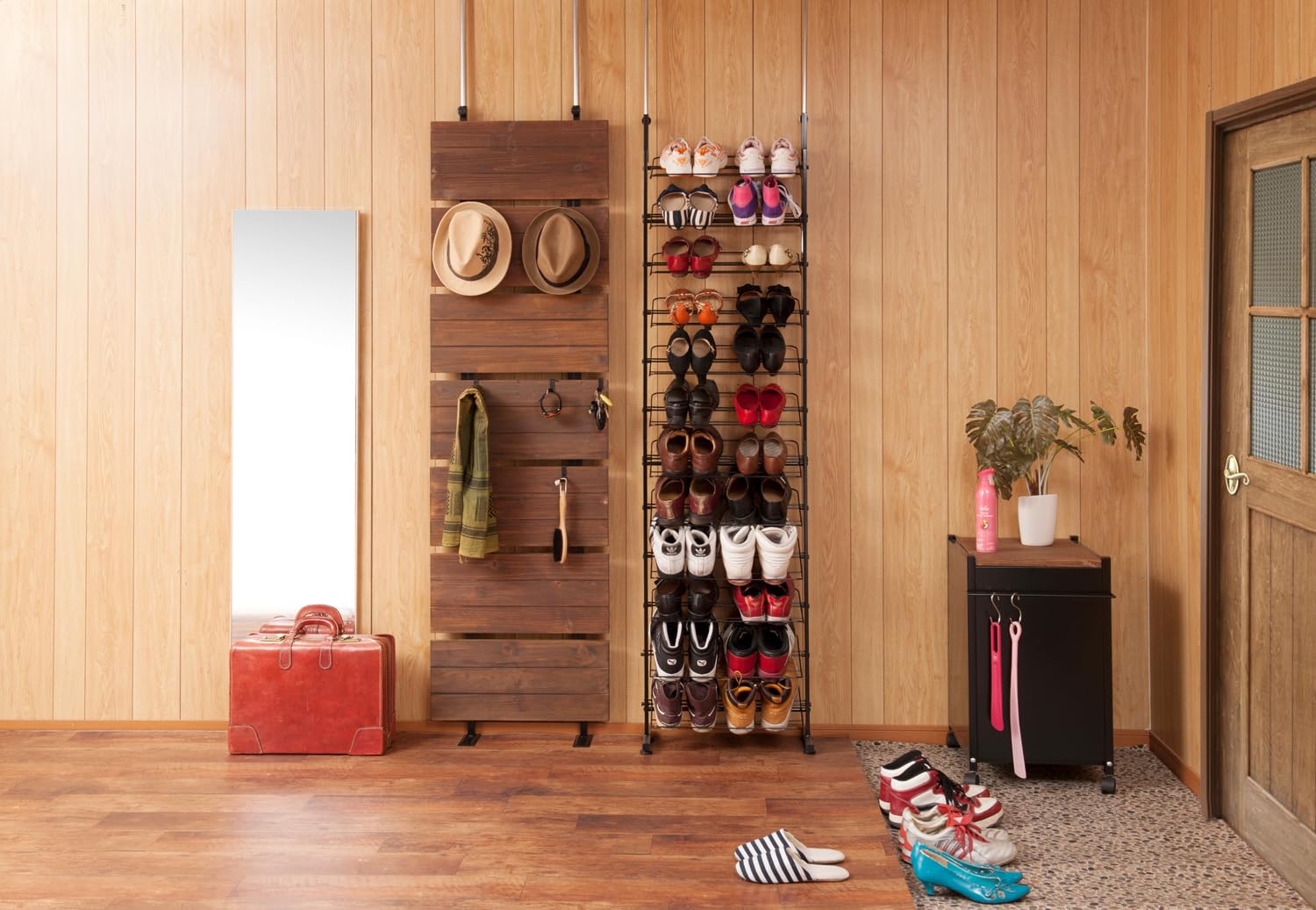 ヴィンテージスタイル 突っ張り式ウォールラック Bittoシリーズ 幅86cm②