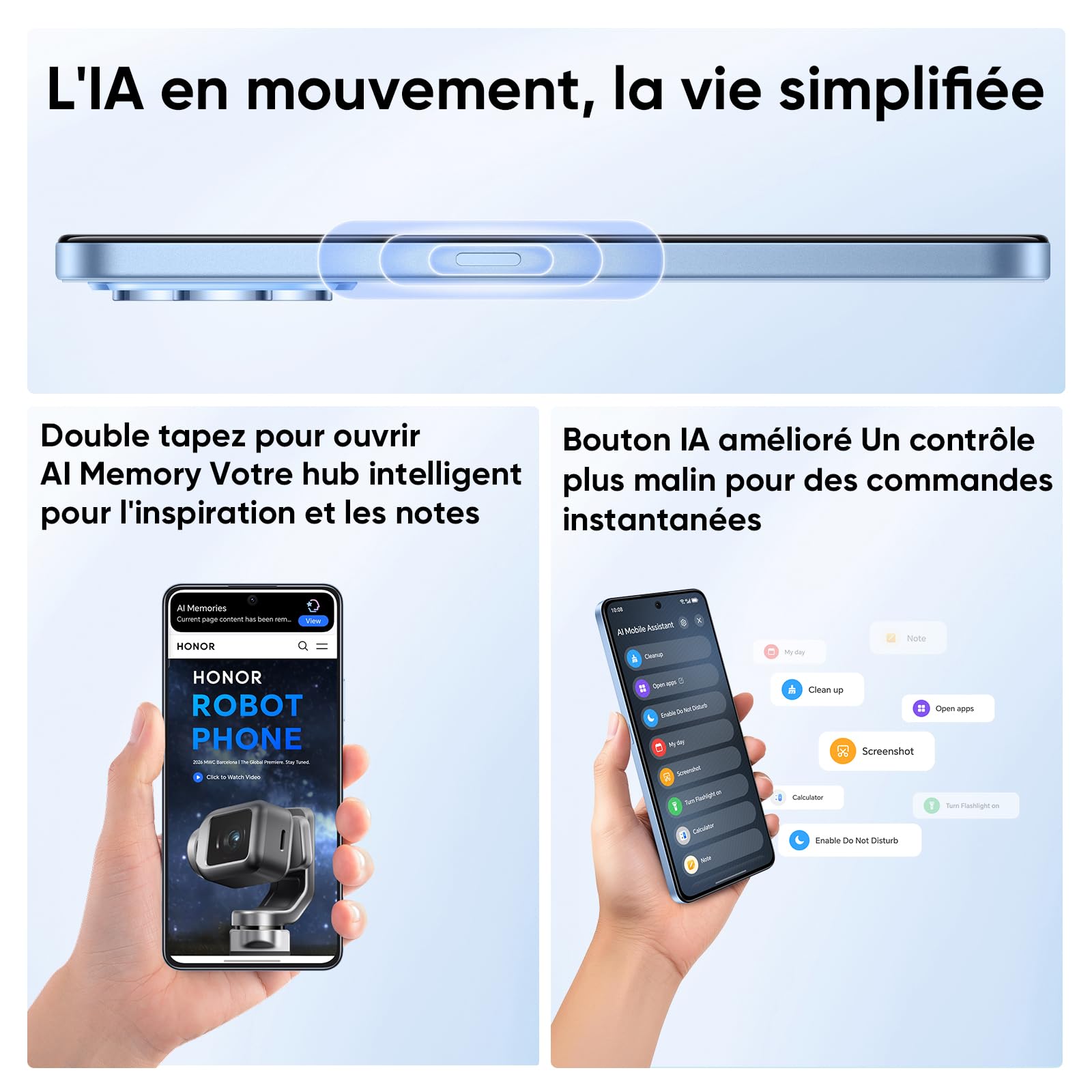 HONOR X8d Smartphone, Écran AMOLED 6,77" 3000 nits,8+256GB, Appareil Photo 108MP, Batterie 7000mAh, Charge 45W, Résistance à l’Eau IP65 (Light Blue, 256, GB, 8, Go)