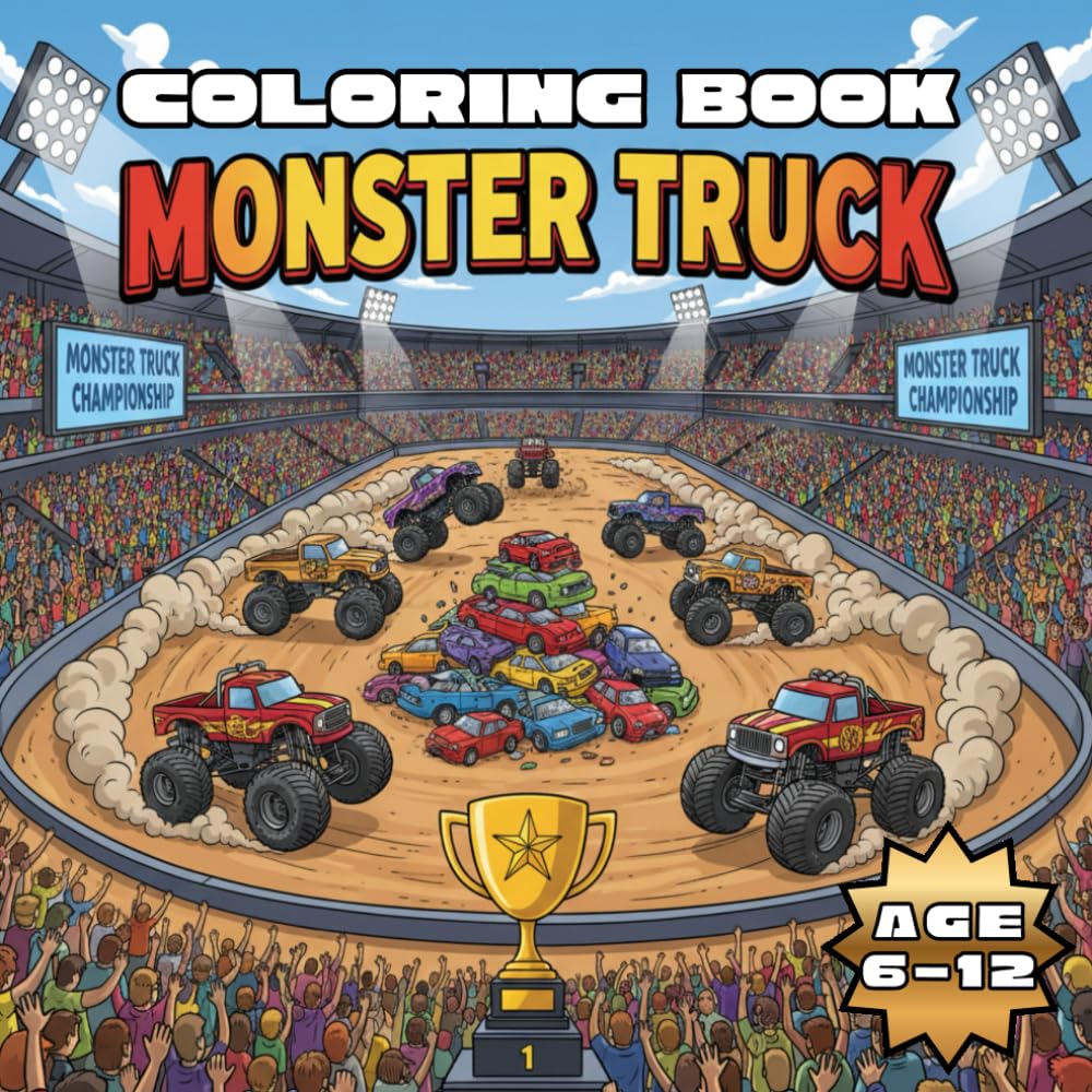 Monster Truck Coloring Book: Awesome Monster Truck Coloring Book for Kids Age 6-12