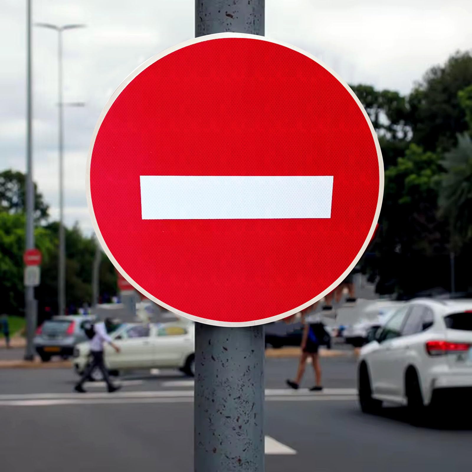 Paquete de 2 señales de seguridad "Prohibido el paso",señales de tráfico "No entrar" rojas y blancas,aluminio de 1,5 mm, impermeables y resistentes a los rayos UV (Rojo, 40cm)