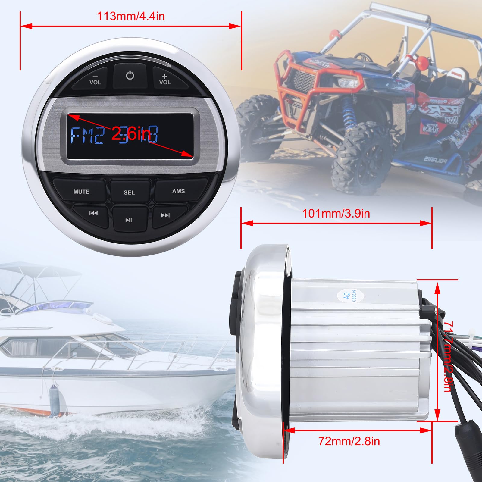 Geloo Marine Radio Stereo Lettore MP3, Barca Marina FM/Am Radio Ricevitore Impermeabile per Marine Yacht, Stereo Barche Camper LKW SUV