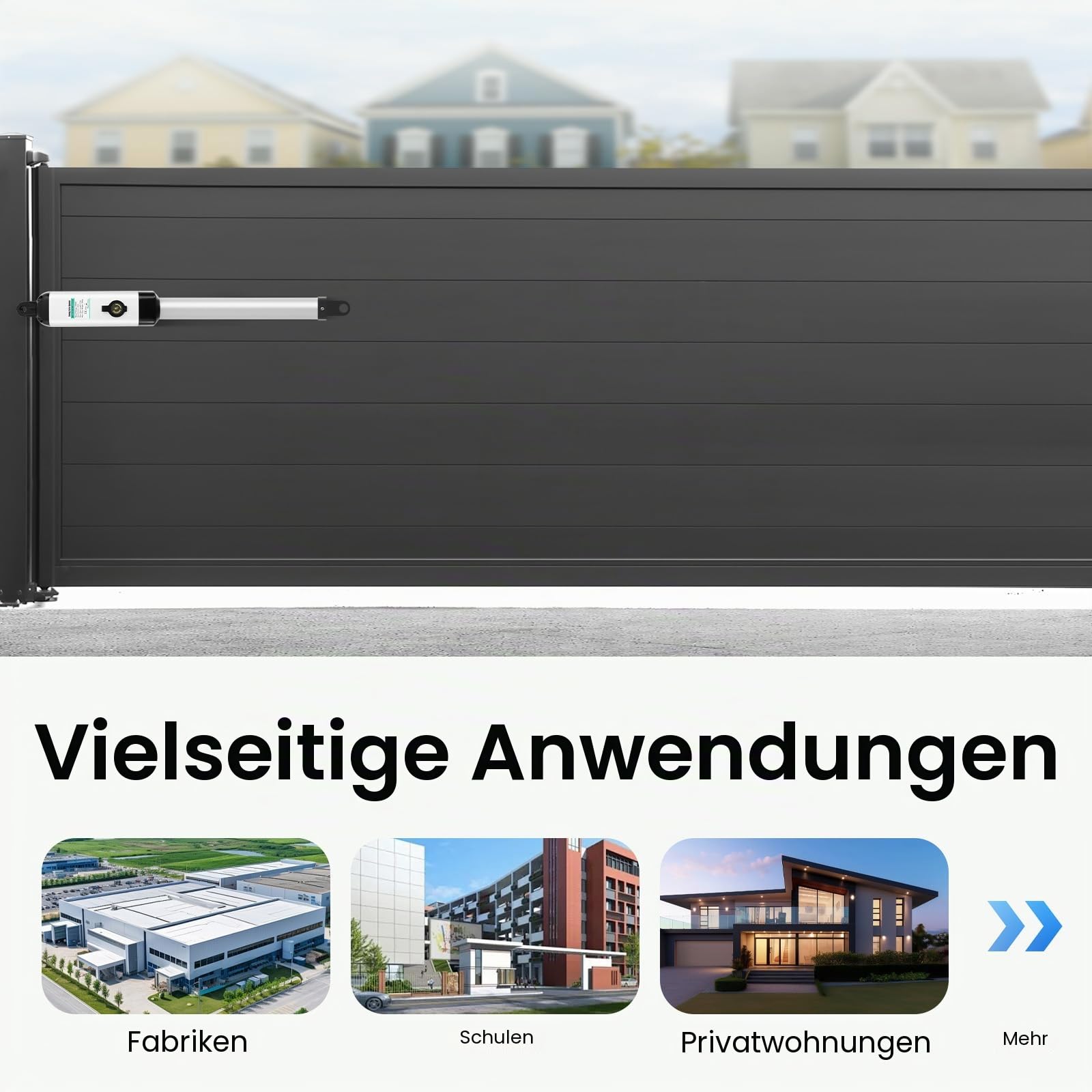 Elektrischer Torantrieb Toröffner Flügeltor Automatischer Flügeltorantrieb 1 Flügel 55W Drehtorantrieb für Max. 5,5 m oder 300kg pro Flügel mit 2 Fernbedienungen