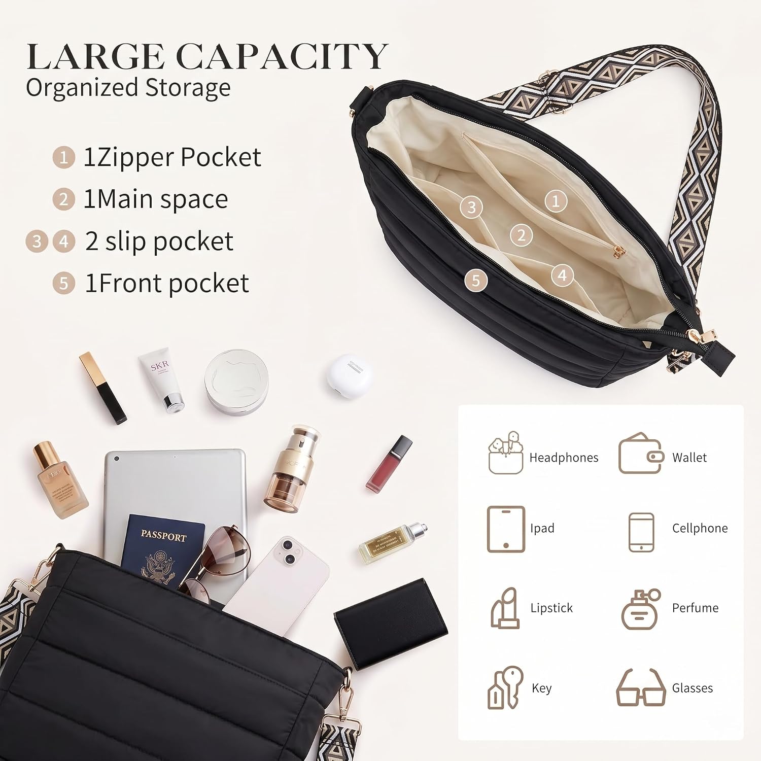Cross Body Purses for Women Lightweight Quilted Puffer Bag