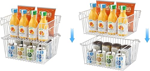 Miniatura 3 de SANNO Cestas de alambre apilables para organizar almacenamiento y organización de despensa, contenedores de metal, organización de frutas y