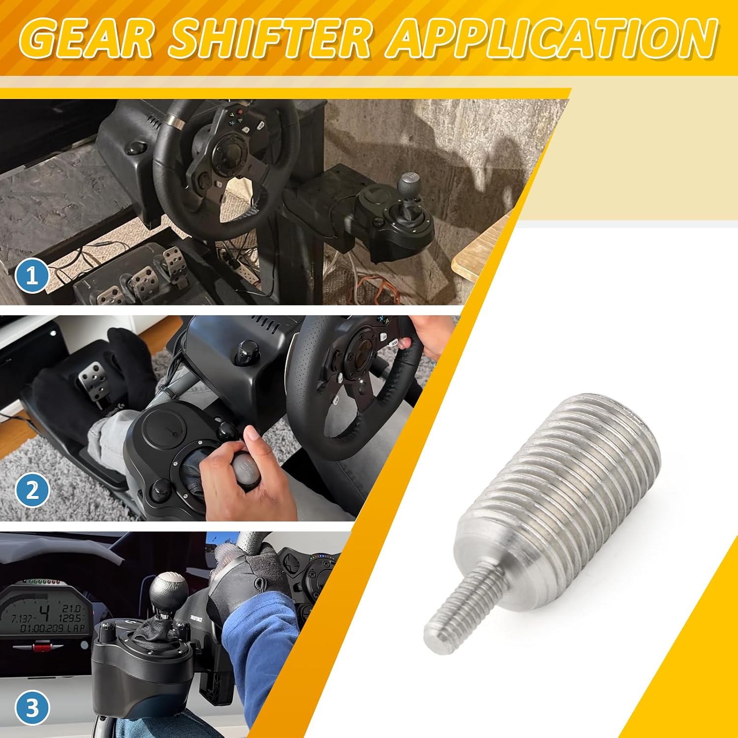 2PCS Gear Shifter Adapter for Logitech G25 G27 G29 G920 Metal Gear Shifter Adapter Screw Replacement Wheel Modification Accessories(M12*1.25)