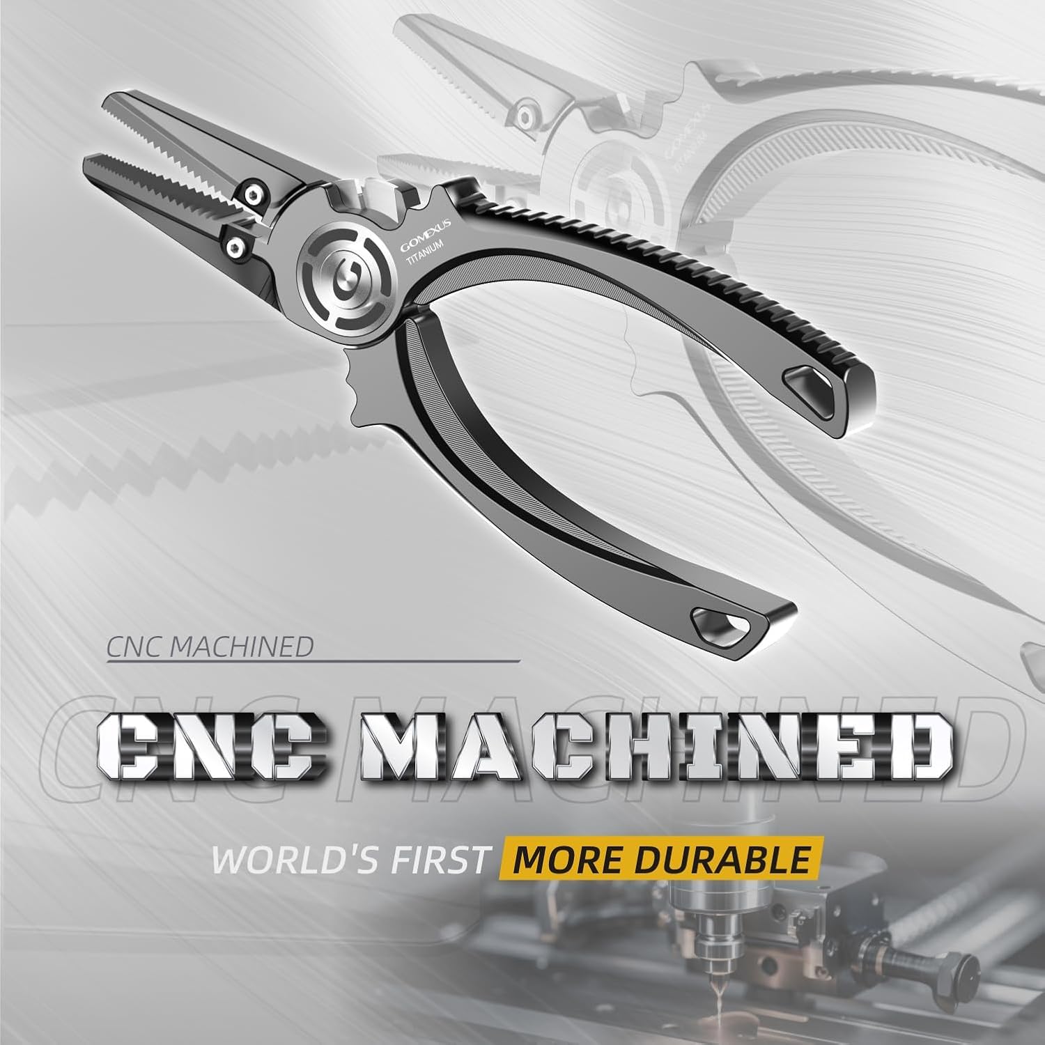 GOMEXUS Titanium Fishing Pliers 7.5'' with Side Cutters, Lanyard & Leather Sheath, Never Rust Hook Remover, Saltwater Resistant, Inshore & Nearshore Fishing (Offshore Straight Nose, 7.5 INCHES)
