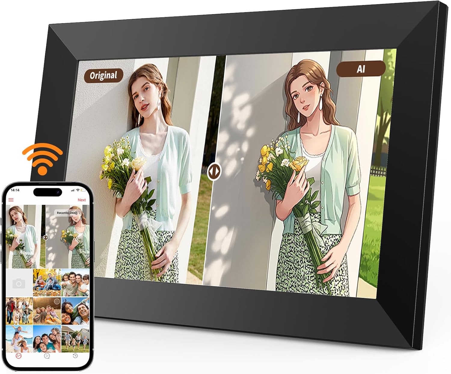 Digital Picture Frame,10.1 Inch Tuya Digital Photo Frame, 1280x800 IPS LCD Touch Screen,Auto-Rotate,16GB,Featuring AI Photo Editing,Make Photos More Interesting,Nice Gifts for Your Loves