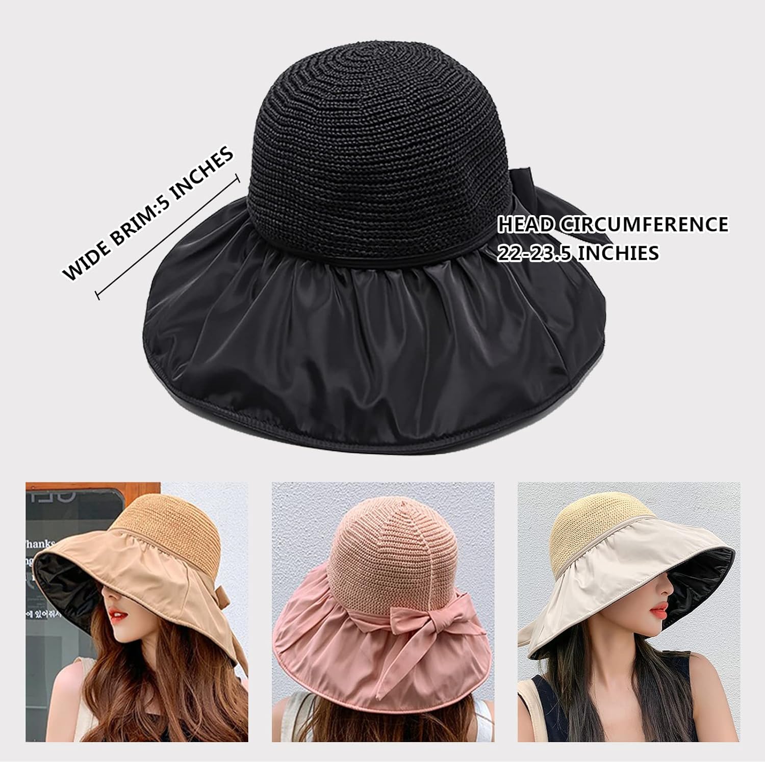 Sun Hat Womens UV UPF50 Outdoor Travel Foldable Wide Brim Beach Hat