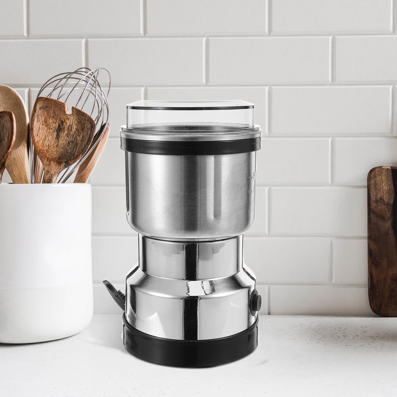 Beaupretty Molinillo de Granos para Cocina Motor Potente y 6 Cuchillas de Acero Inoxidable, Capacidad de 500 Ml, Fácil de Limpiar, Adecuado para Encimera y Viaje