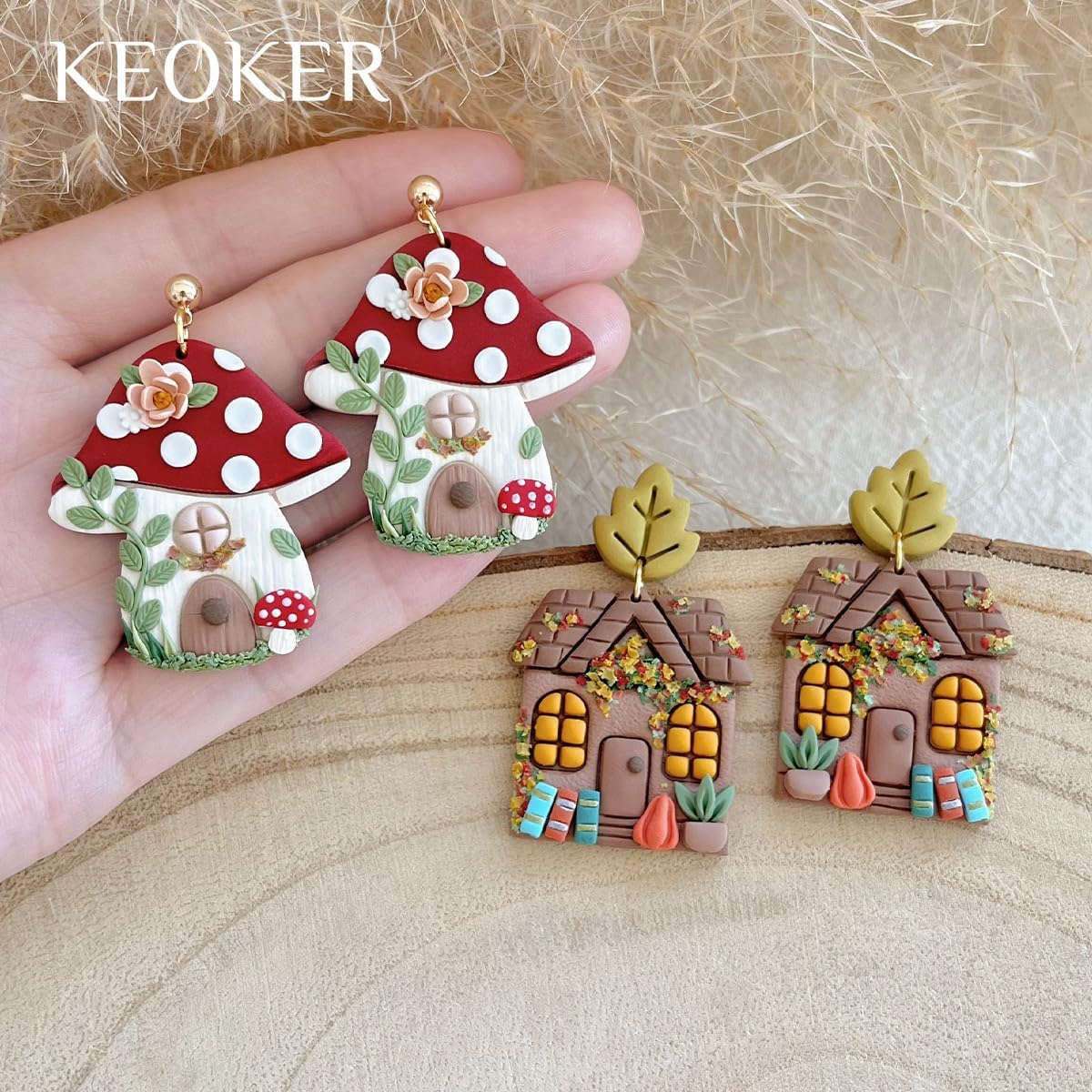 Keoker Fall House Polymer Clay Cutters for Polymer Clay Jewelry, 12 Halloween Clay Earring Cutters