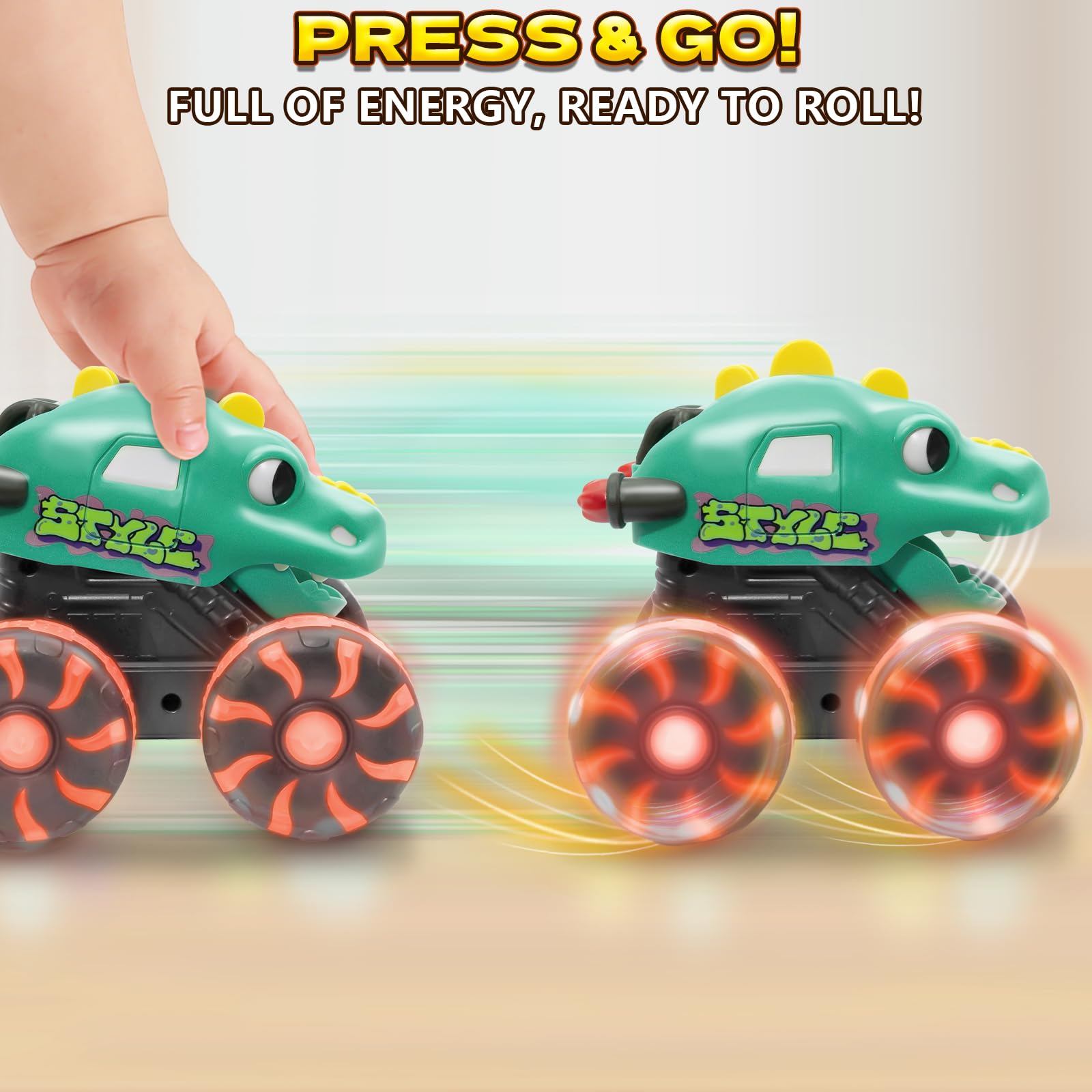 Intoypad Green Dino Monster Truck - LED Light Up Toy -3 Intoypad Green Dino Monster Truck - LED Light Up Toy -3