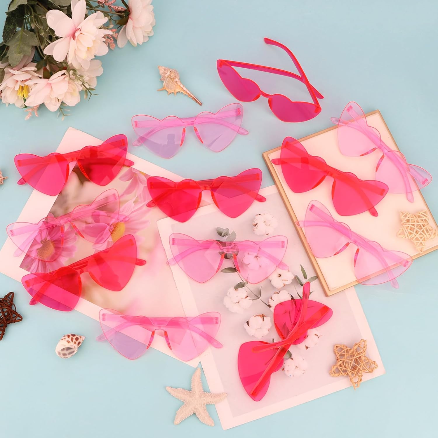 Heart Sunglasses 12Pcs Heart Shaped Glasses for Women Girls Cute Cat Eye Funny Party Glasses Party Favors Accessories - Image 7