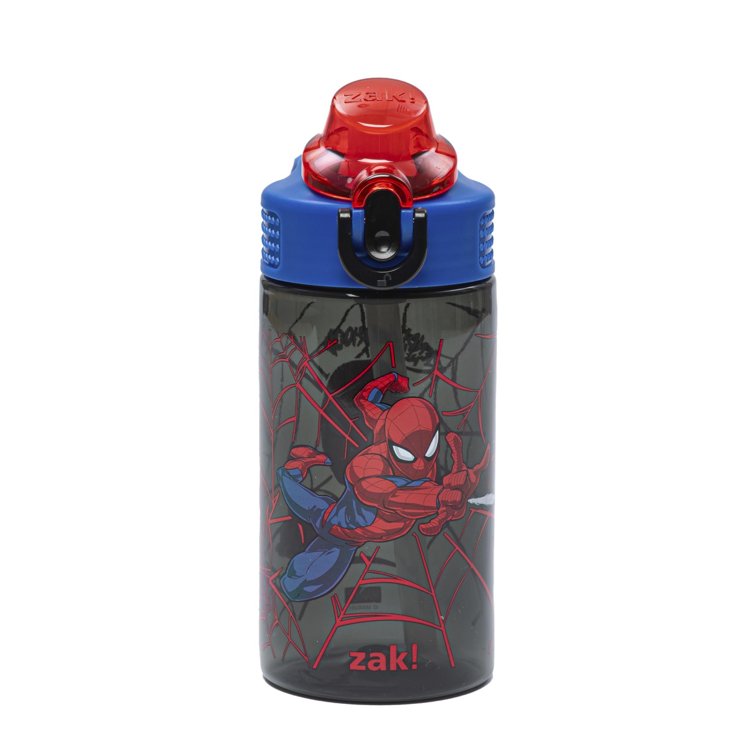 Zak Designs Marvel Sage Kids Water Bottle for School or Travel, 16 oz Durable Plastic Water Bottle with Straw, Handle and Leak-Proof Pop Up Spout Lid