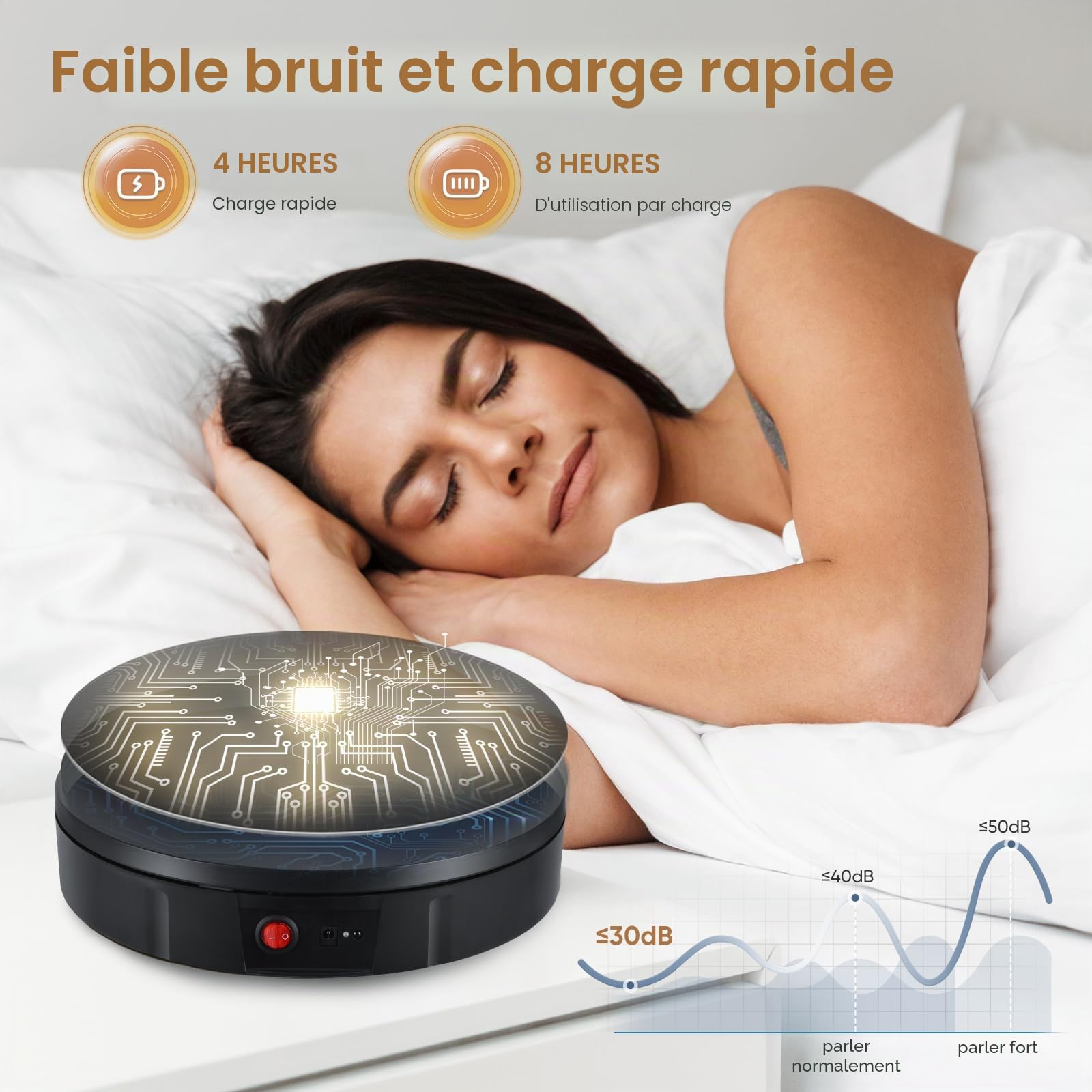 Plateau Tournant Electrique, 30CM 100KG Rechargeable Plateau Tournant, Direction et Vitesse Réglables à 360° Présentoir Rotatif pour la Prise de Photos/L'affichage de Marchandises(Noir)