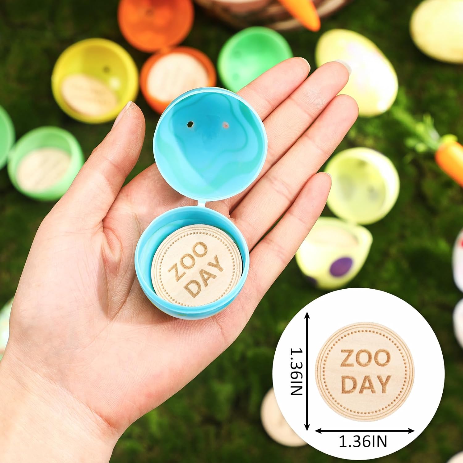 CypherX Easter Egg Fillers- Wooden Easter Reward Tokens, Easter Prizes Stuffers Coins, Family Night Tokens, 24 Redeemable Tokens+6 Blank DIY Tokens, Unique Family Easter Egg Hunt Activities- Coin