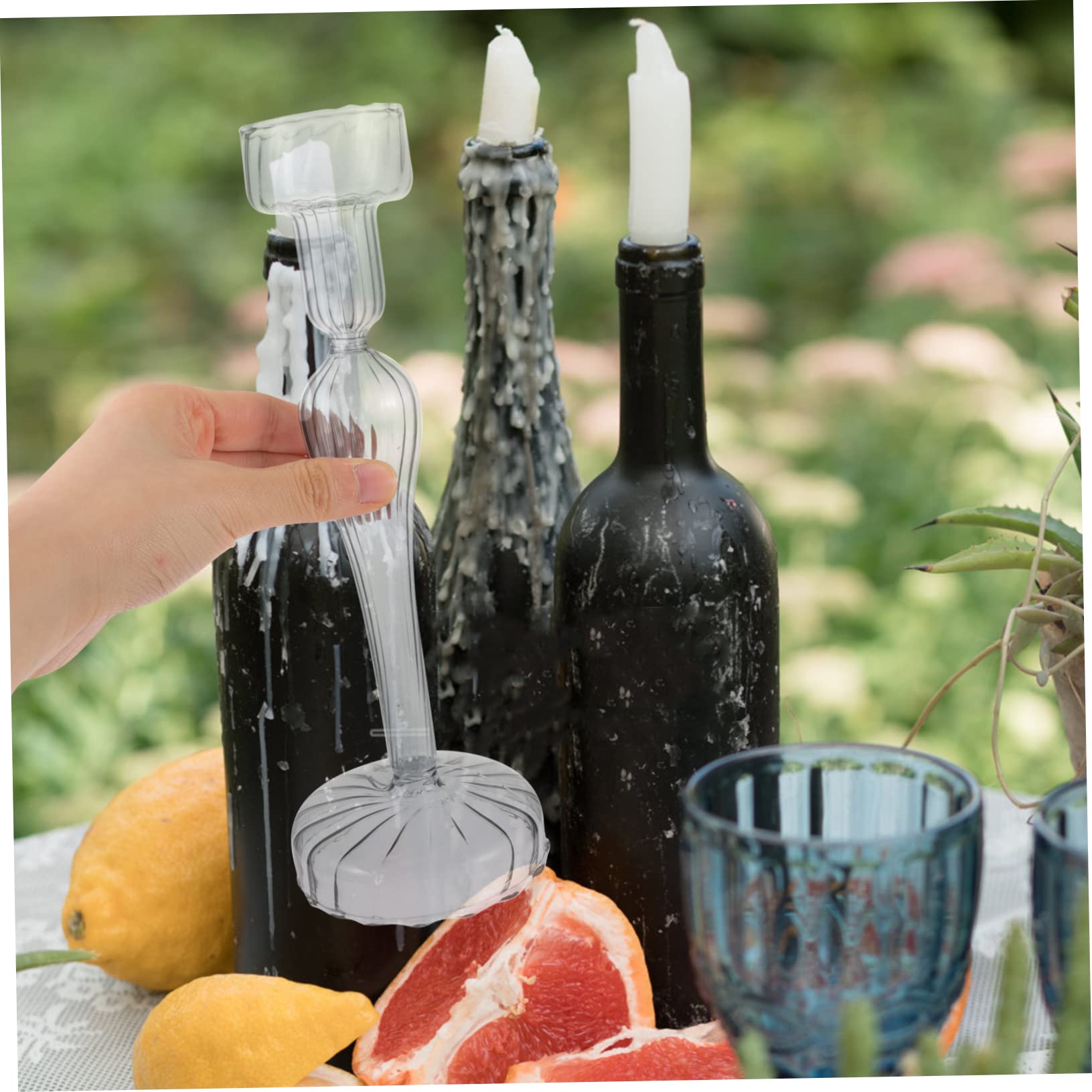 Cabilock 2pcs Candlestick Glass Candleholders Creative Candle Holder Glass Pillar Candle Holder Glass Taper Candle Holder Clear Glass Candle Holders Glass Candles Holder Candle Stand