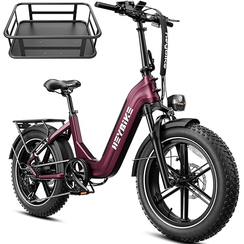 Heybike Ranger Foldable Electric Bike for Adults, 1200W/1800W Peak Motor, 28/32MPH E Bike, 55/90 Miles Range, 20"x4.0" Fat Tire Ebike with Removable Battery, Hydraulic Brakes for Snow, Beach,Commuting