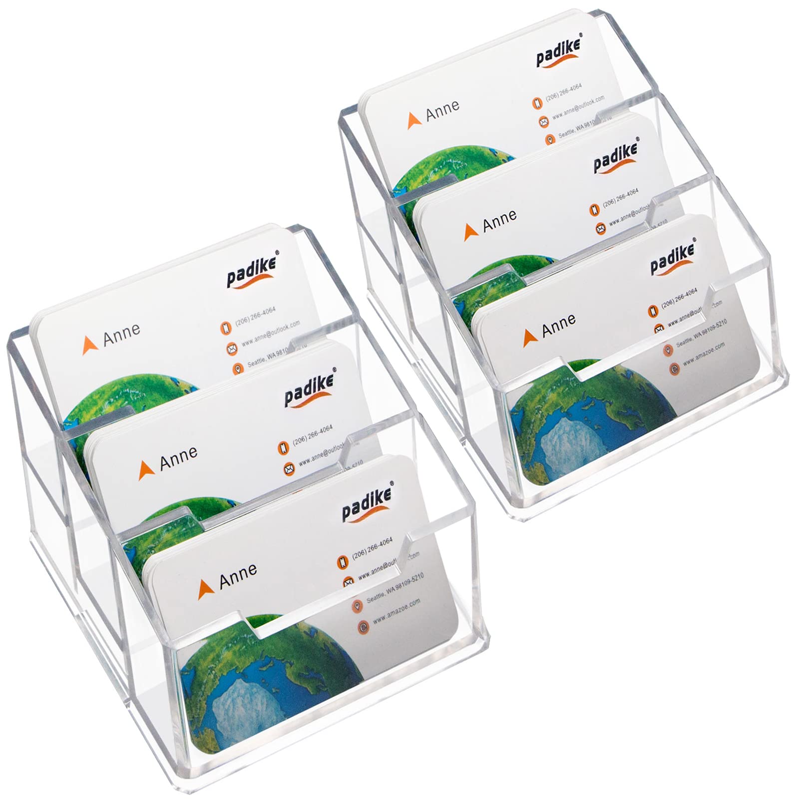 Amazon.com : Padike Acrylic Business Card Holder Clear Business Card  Stand,3 Tier Premium Acrylic Clear Business Card Holder Display.… : Office  Products
