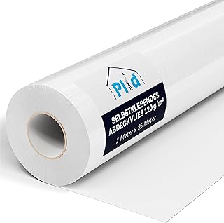 PLID® Maler Abdeckvlies 1 x 25m- Vliesseite selbstklebend - Oberflächenschutz für Maler und Heimwerker - Malerfilz Fliesrolle - Umzugsdecken Rolle - Filzrolle 120 gramm für Bodenabdecken (Weiß)